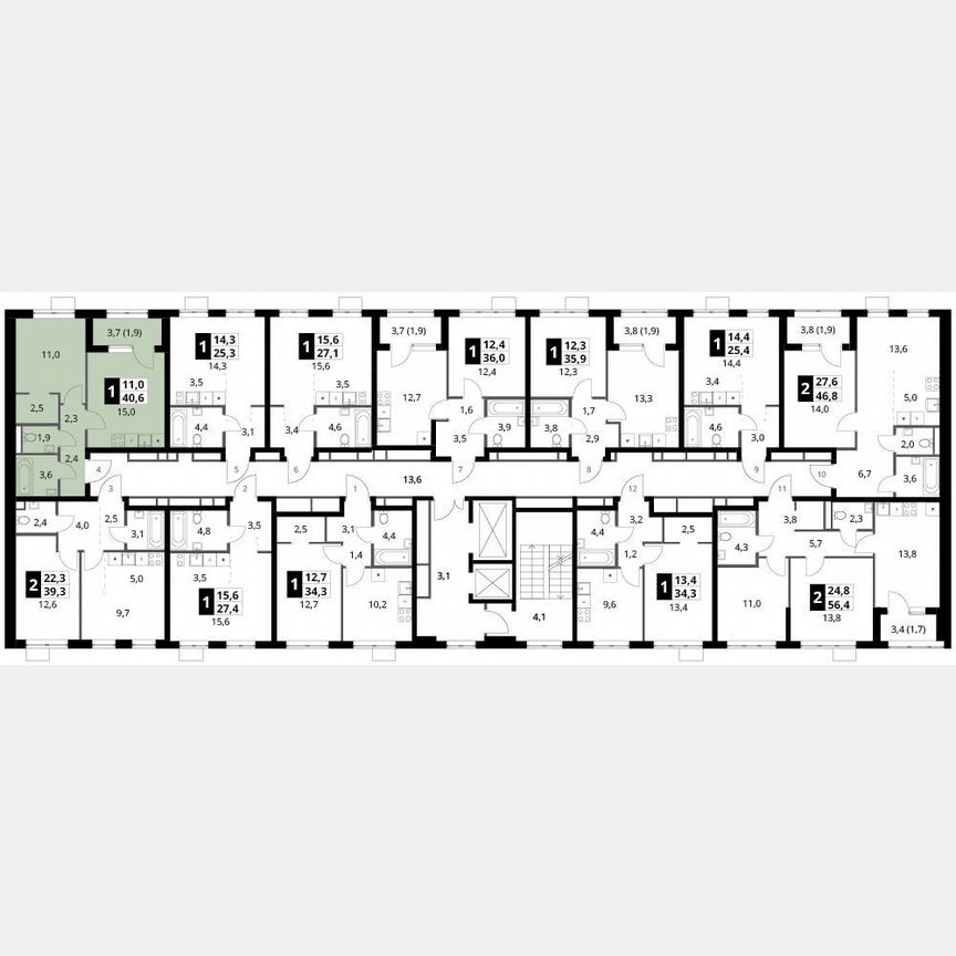 1-к. квартира, 40,6 м², 12/16 эт.