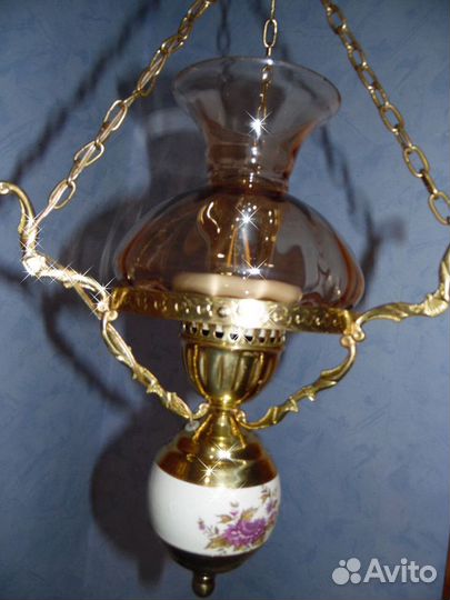 Люстра СССР Латунь Фарфор. Винтаж