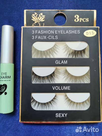 3 пары накладных ресниц + клей