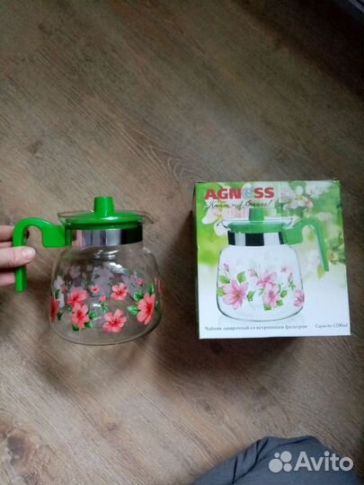 Чайник стекло 1.2л со встроенным фильтром