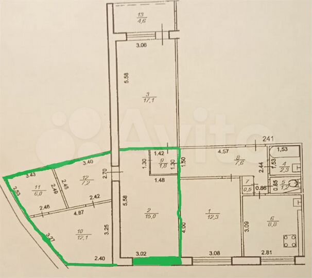 Комната 30 м² в 3-к., 7/9 эт.