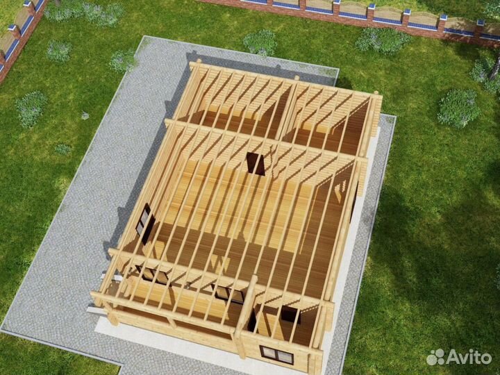 Сруб дома из бревна