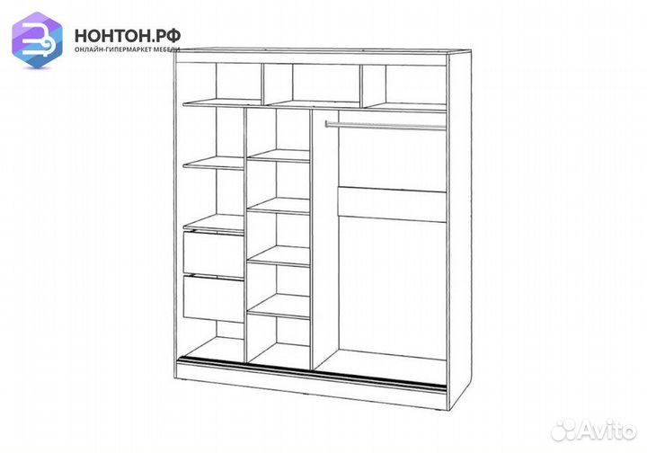 Шкаф-купе Элегант-2 ясень шимо темный