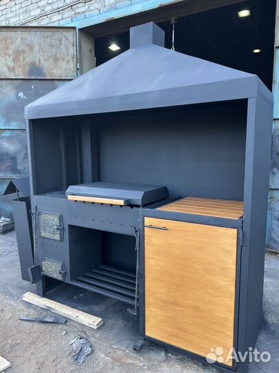 Мангал с печью под казан и тандыром