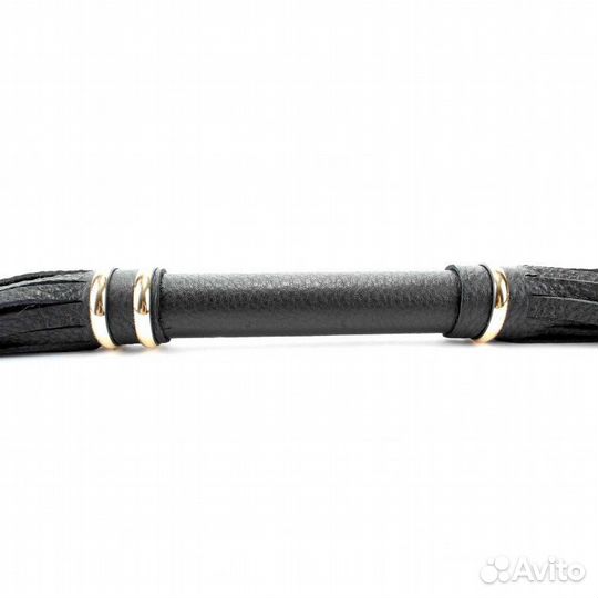 Черная плетка из натуральной кожи - 45 см