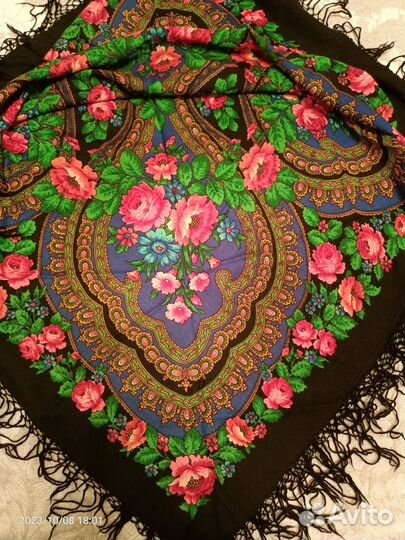 Павловопосадский платок, шерсть, винтажный, СССР