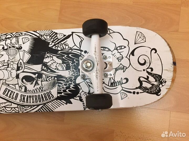 Скейтборд Oxelo mid tattoo white + чехол в подарок