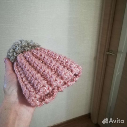 Шапка (шапочка) с помпоном для куклы ог 28 - 30 см