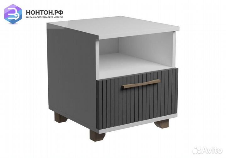 Тумба прикроватная с ящиком Копенгаген белая / сер