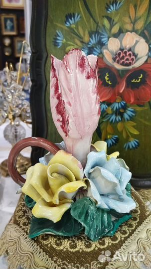 Винтаж, подсвечник Роза Capodimonte