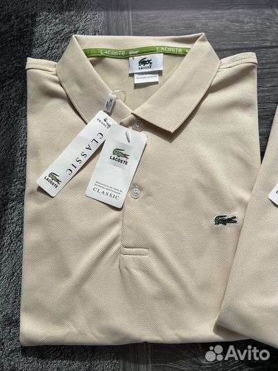 Поло Lacoste бежевое 48,50,52,54,56