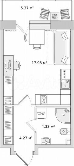 Квартира-студия, 26,7 м², 20/23 эт.