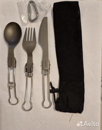 Набор столовых приборов походный титановый