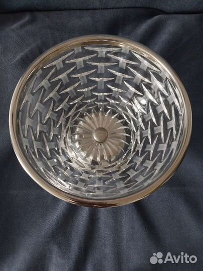 Ваза хрустальная СССР с ободком на ножке19,5х13см