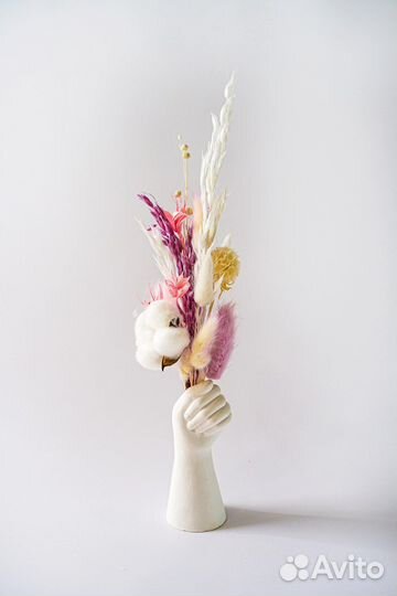 Букет из сухоцветов, сухоцветы в кашпо, букет