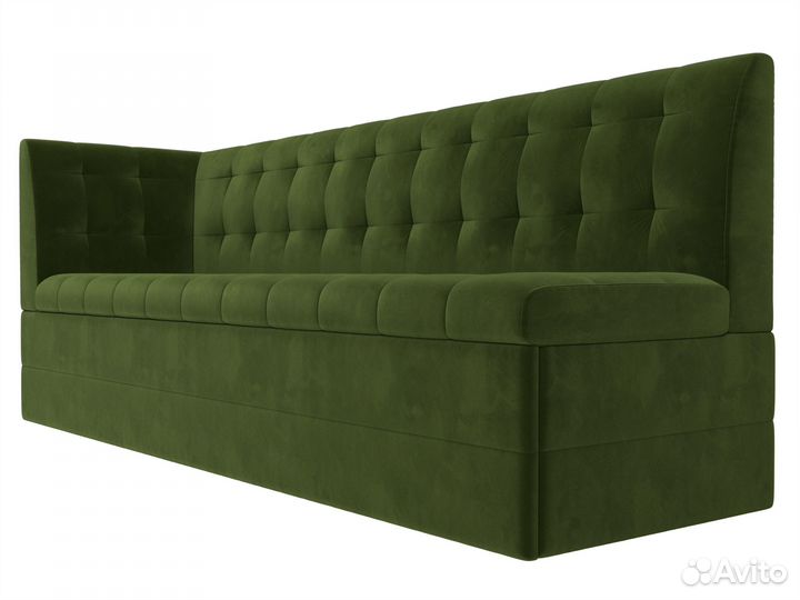 Диван кухонный Бриз с углом слева, микровельвет, зеленый