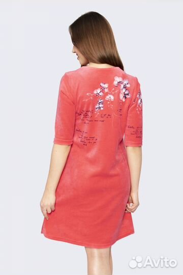 Халат Каролина велюр, коралловый