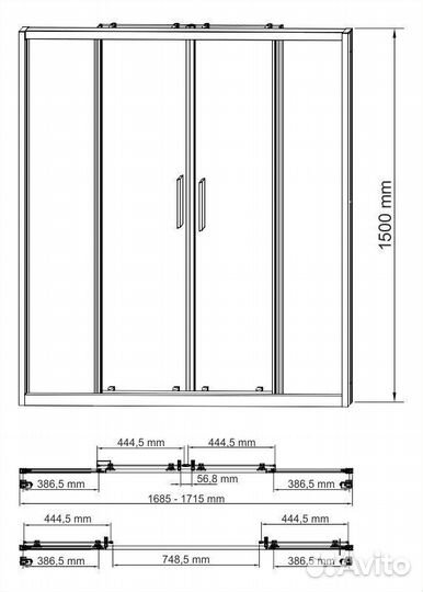 Шторка для ванной wasserkraft Lippe 45S02 170x150