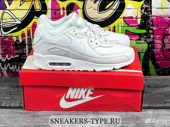 Кроссовки Nike Air Max 90 Leather White (36-45)