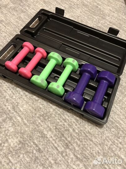 Набор гантелей для фитнеса в кейсе