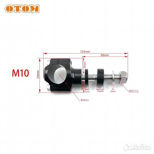 Крепление руля 28мм otom M10, черный