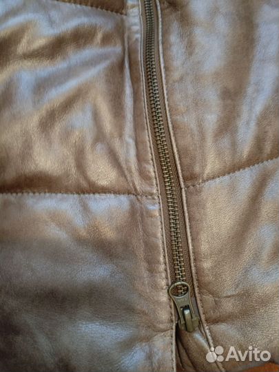 Пуховик из натуральной кожи