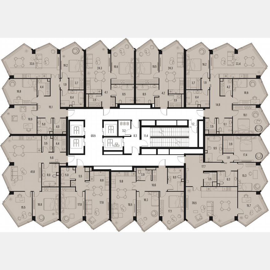 2-к. квартира, 60 м², 23/32 эт.