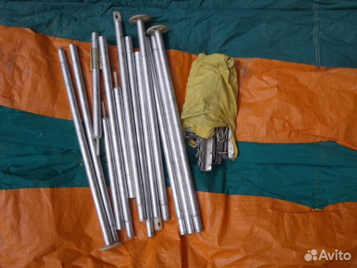 Палатка времен СССР + Тент+ алюминиевые стойки