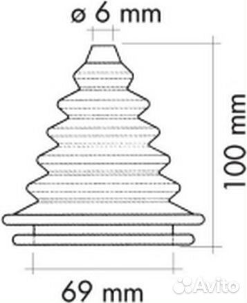 Уплотнитель для тросов управления черный, д. 69 мм