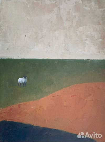 Картина масло В поле