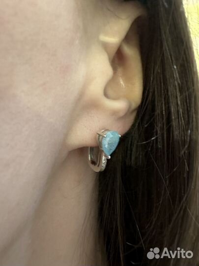 Комплект серебро с натуральным мятным агатом