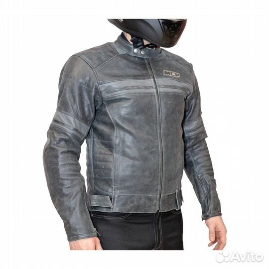 MCP Мотокуртка кожаная классическая Hemet серая