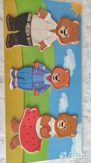 Развивающая игра пазл мишки эмоции одежда