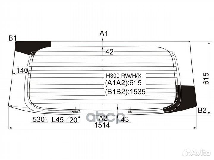 Стекло заднее (Цвет зеленый/ Обогрев) Hyundai H1