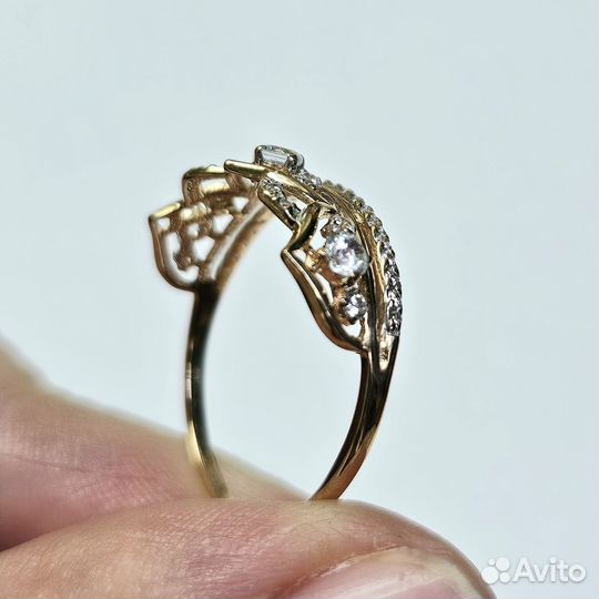 Золотое кольцо корона 19 размер 585 проба