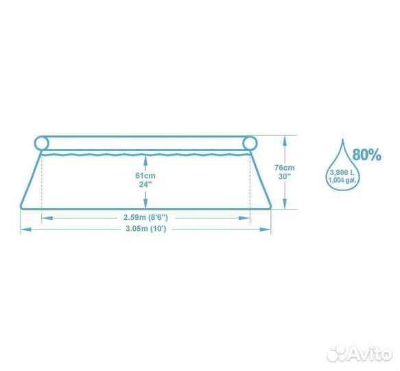 Бассейн надувной Bestway Fast Set,305х76 см