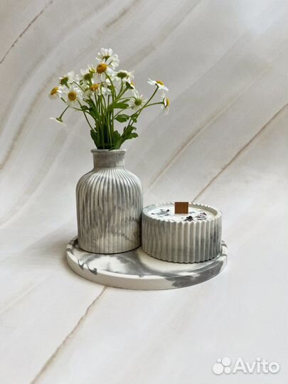 Свечи из кокосового воска в гипсе