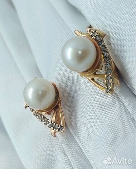 Серьги с природным камнем Золото