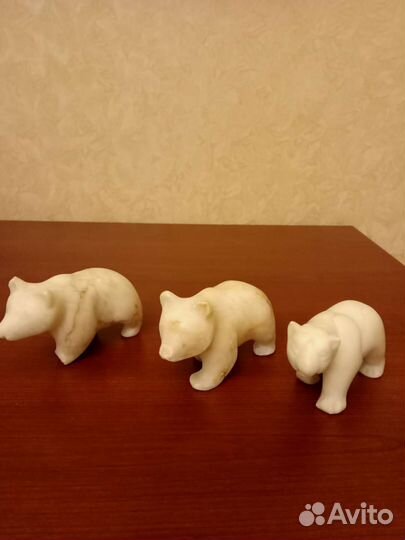 Фигурки 3 медведей из мрамора Старый Китай
