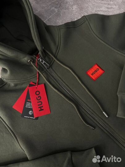 Спортивный костюм Hugo Boss утепленный зеленый мужской