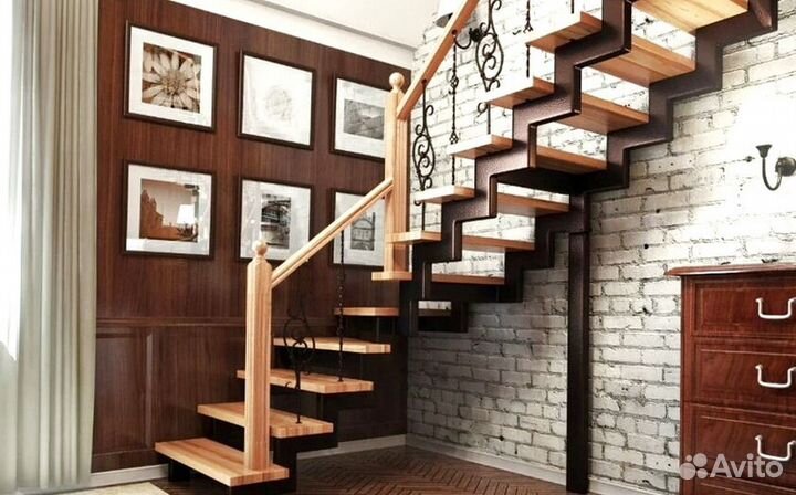 Г-образная лестница с поворотом
