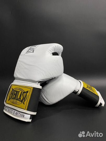 Боксерские перчатки everlast с сеткой, кожа White