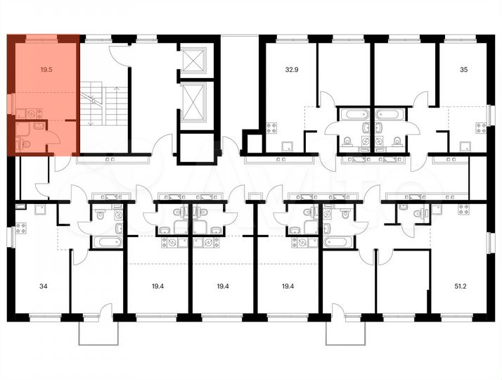 Квартира-студия, 19,5 м², 2/14 эт.