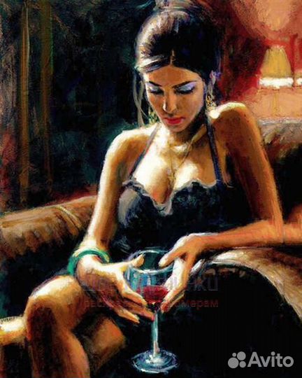 Алмазная мозаика 40x50 Сексуальная дама с бокалом