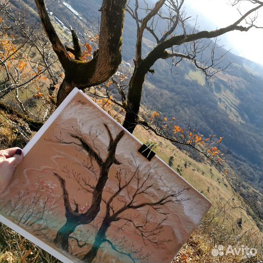 Картина пастель, сепия