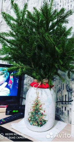 Баночка-ваза в технике декупаж