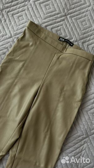 Кожаные леггинсы zara