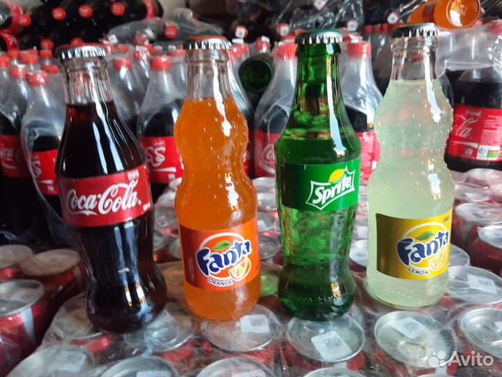 Кока-кола, фанта апельсин, фанта лимон, спрайт