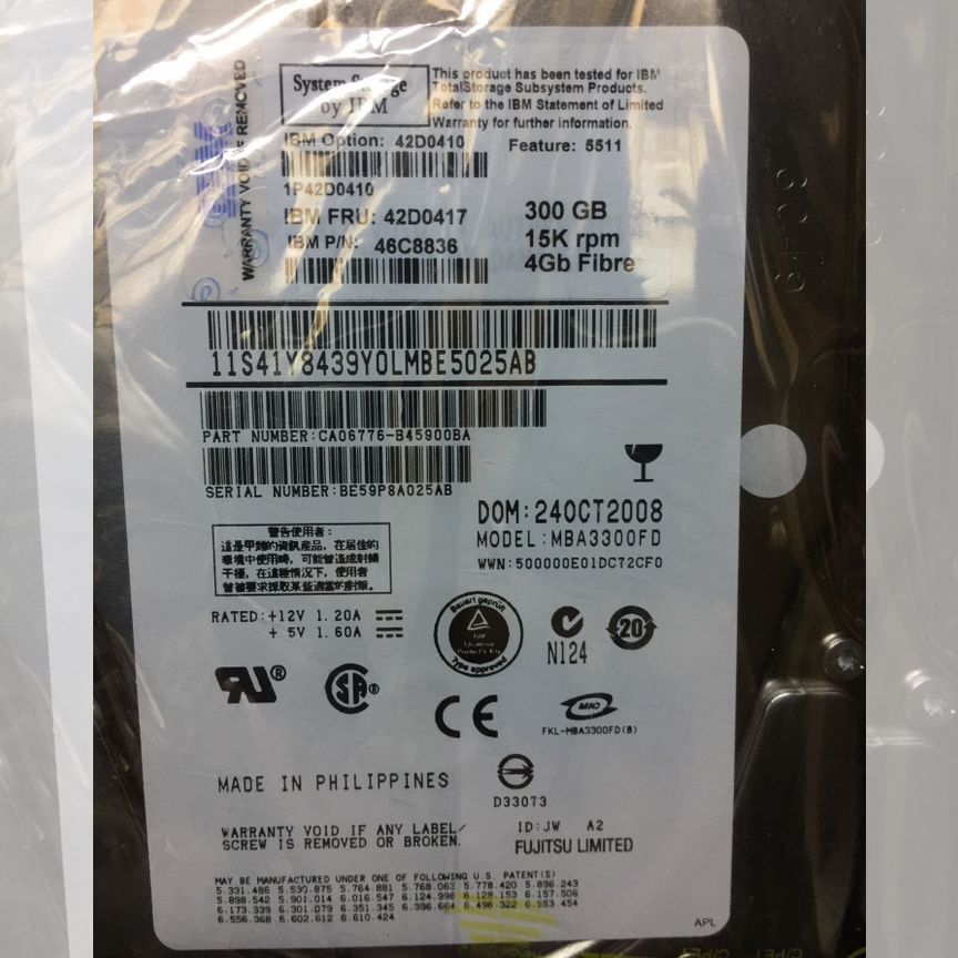 [42D0417] Жесткий Диск Ibm 300gb 15k 4gb Fc 3.5 42d0417