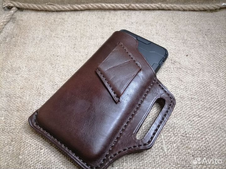 Кожаный чехол для смартфона/телефона на пояс
